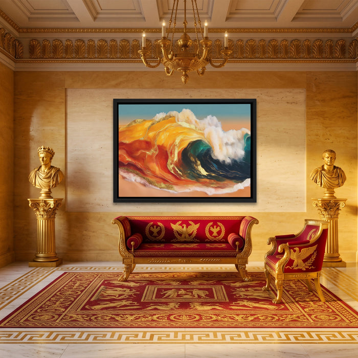 Bronze Ocean Surge canvas wall art, room view