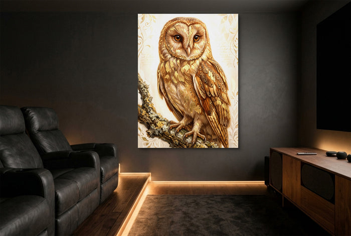 Bronze Owl — bronze owl home theater room interior 1port flush print