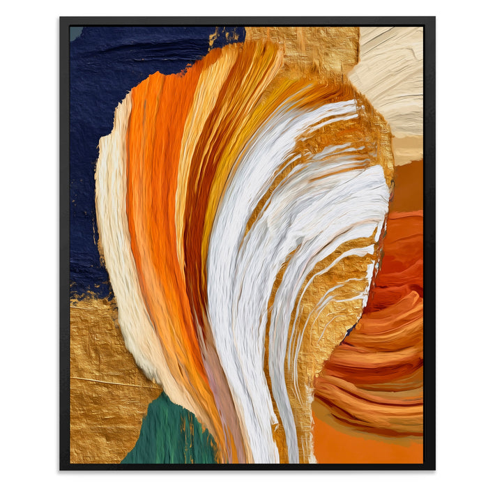 Brushstroke Orange Swirl canvas wall art, room view