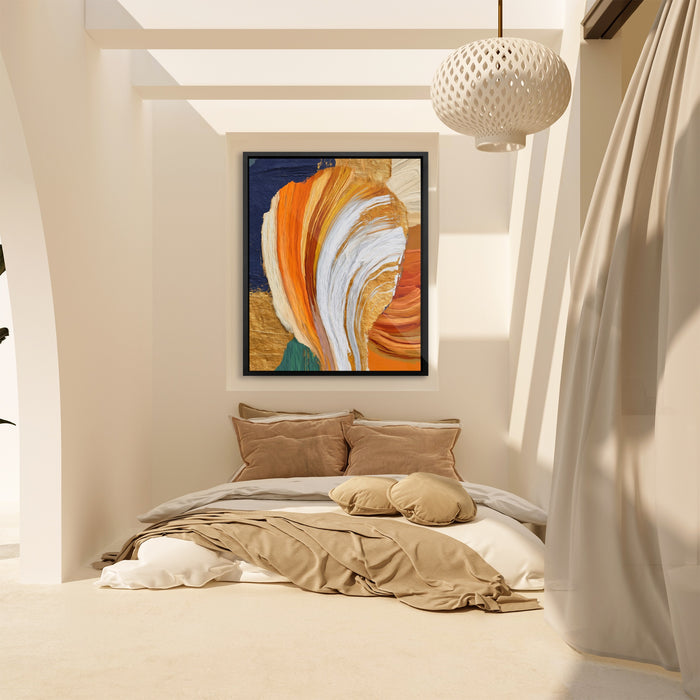 Brushstroke Orange Swirl canvas wall art, room view