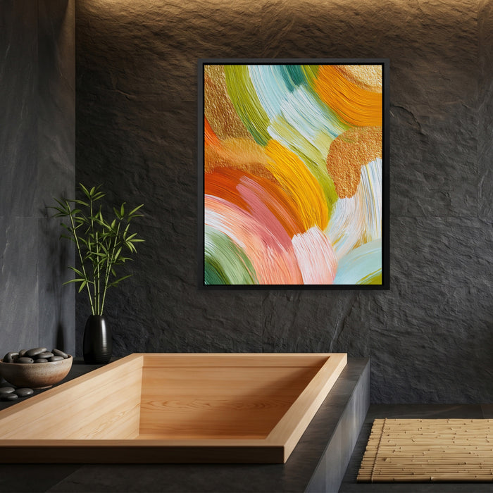 Brushstroke Soft Sage canvas wall art, room view