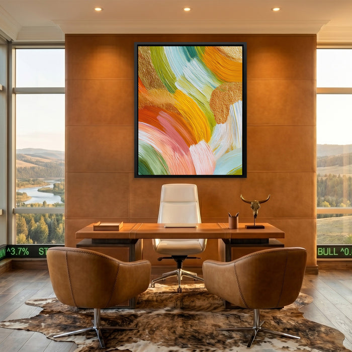 Brushstroke Soft Sage canvas wall art, room view