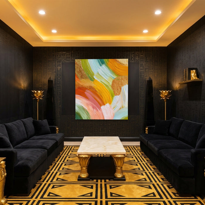 Brushstroke Soft Sage canvas wall art, room view