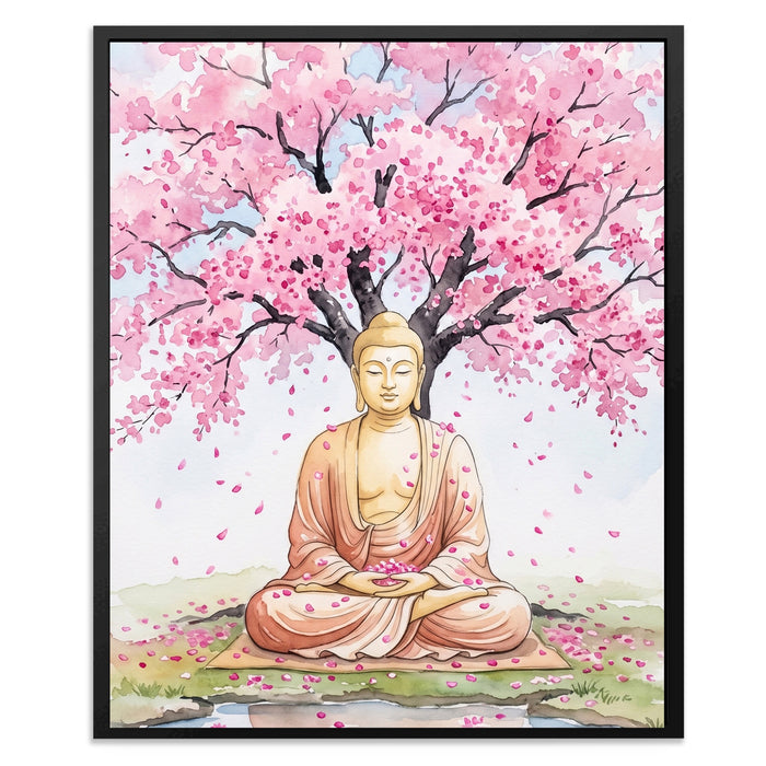 Buddha Cherry Blossom canvas wall art, room view