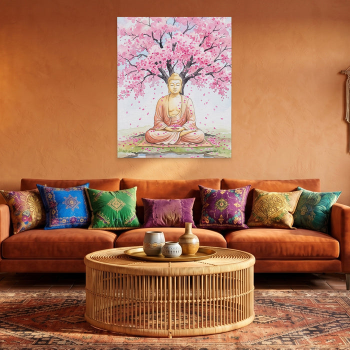 Buddha Cherry Blossom canvas wall art, room view