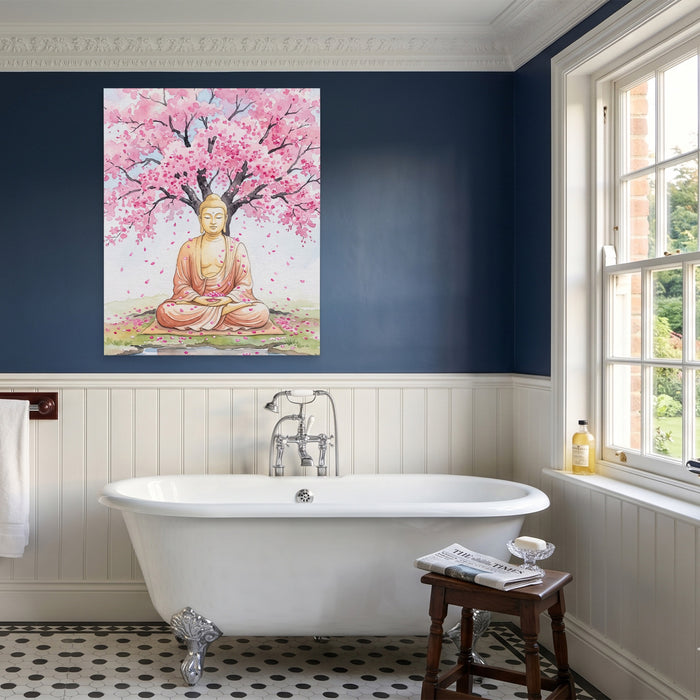 Buddha Cherry Blossom canvas wall art, room view