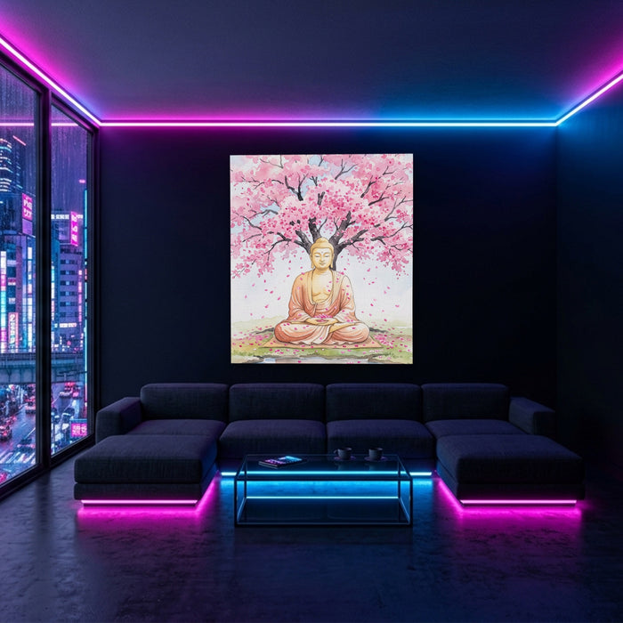 Buddha Cherry Blossom canvas wall art, room view