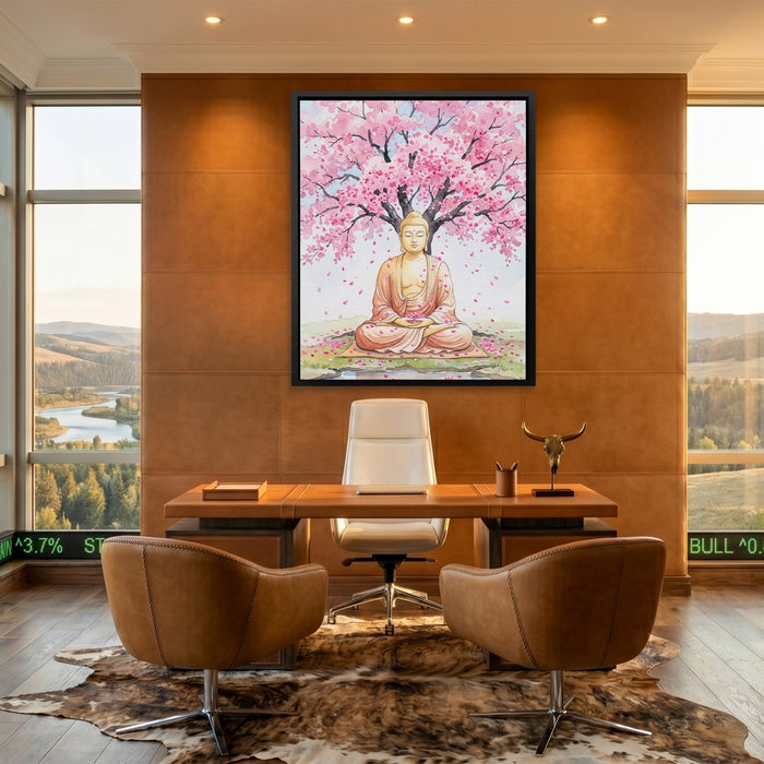 Buddha Cherry Blossom canvas wall art, room view