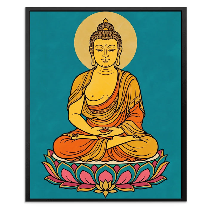 Buddha Lotus Gold canvas wall art, room view