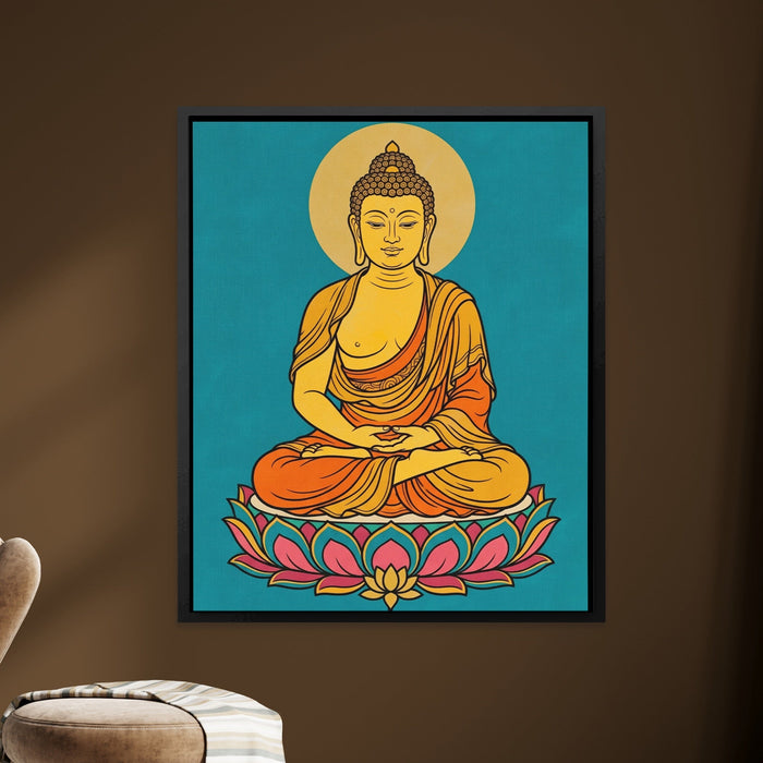 Buddha Lotus Gold canvas wall art, room view