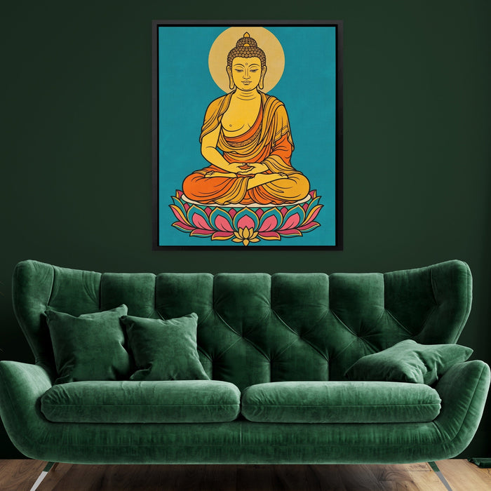Buddha Lotus Gold canvas wall art, room view