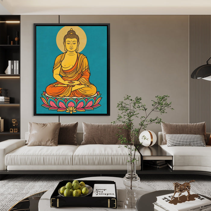 Buddha Lotus Gold canvas wall art, room view