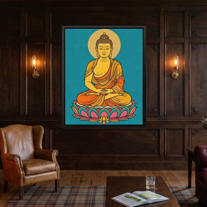 Buddha Lotus Gold canvas wall art, room view