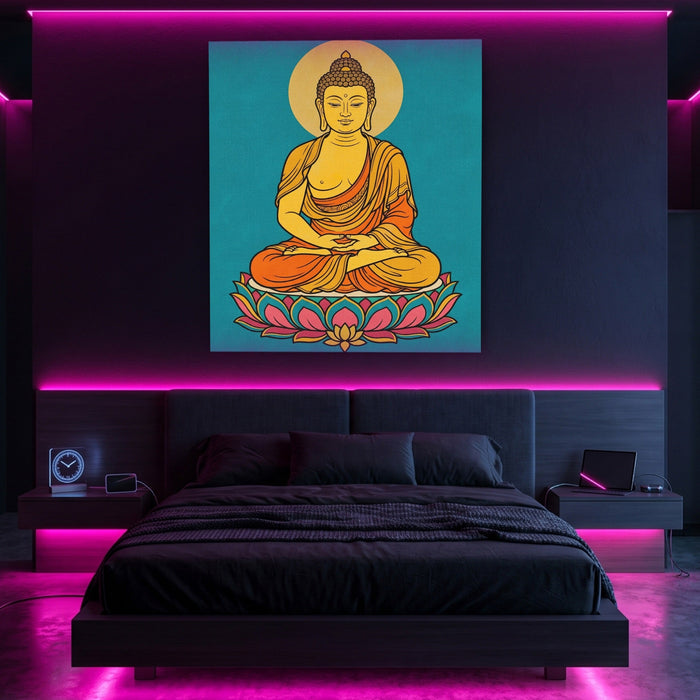 Buddha Lotus Gold canvas wall art, room view