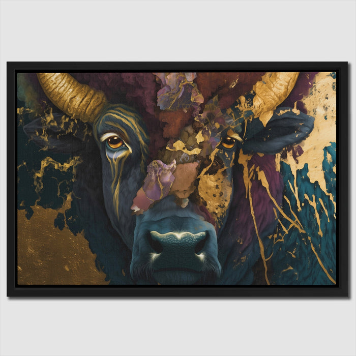 Buffalo Gold Swirl canvas wall art, room view