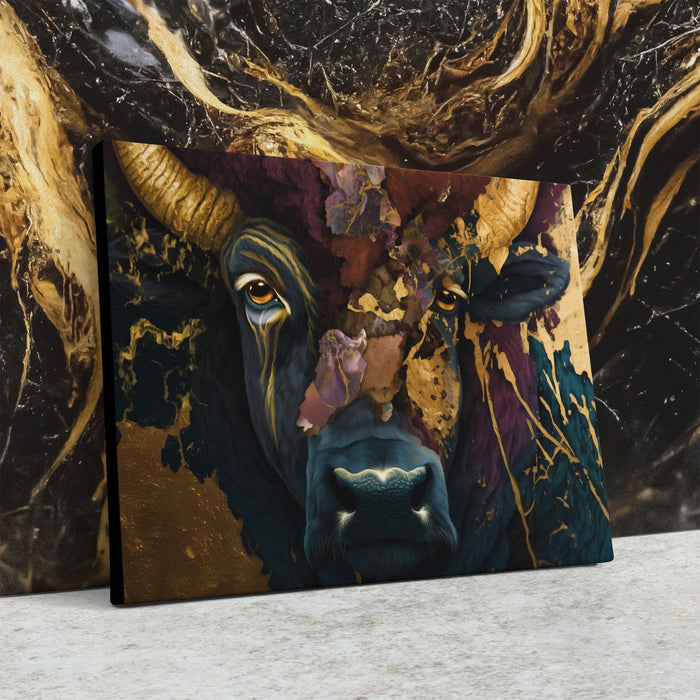 Buffalo Gold Swirl canvas wall art, room view
