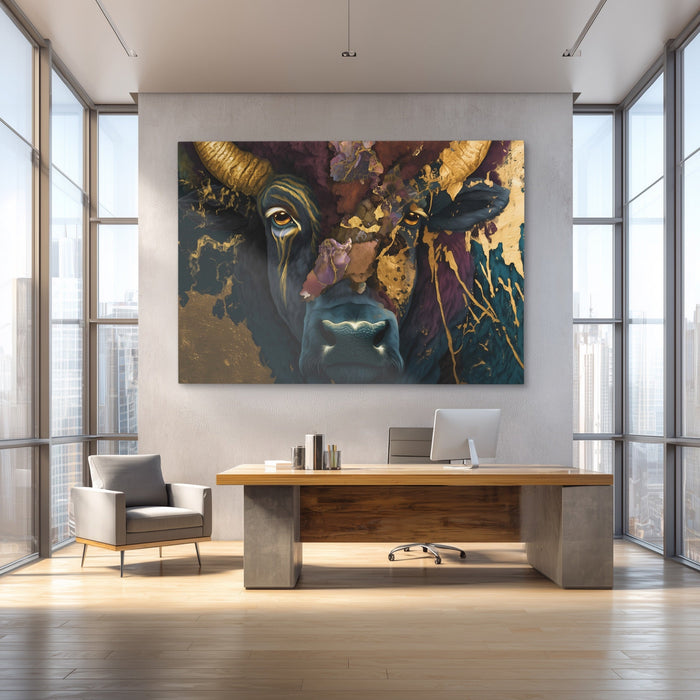 Buffalo Gold Swirl canvas wall art, room view
