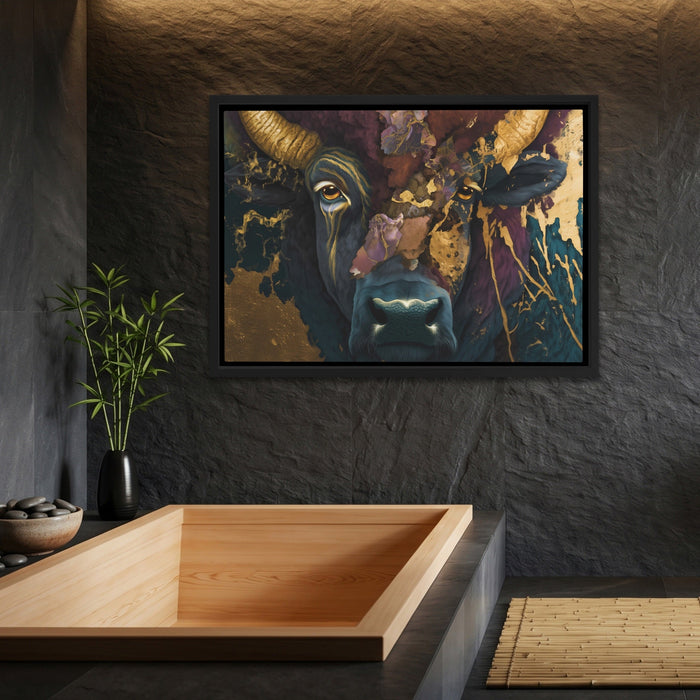 Buffalo Gold Swirl canvas wall art, room view