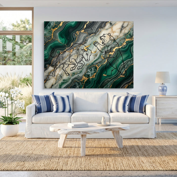 Bull Bear Malachite — bull bear malachite sq beach house 1land flush print