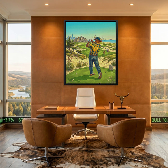 Bull Driver Box canvas wall art, room view