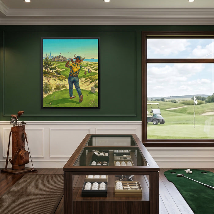 Bull Driver Box canvas wall art, room view