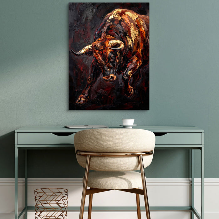 Bull Ember Charge - Luxury Wall Art