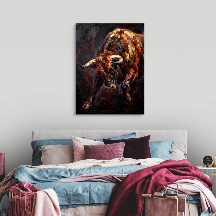 Bull Ember Charge - Luxury Wall Art