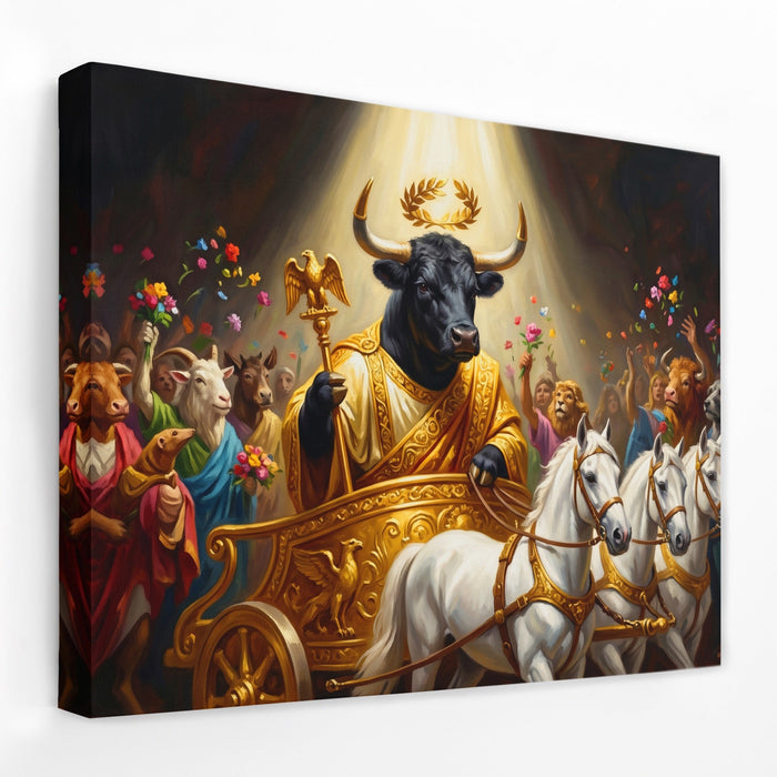 Bull Golden Ascension canvas wall art