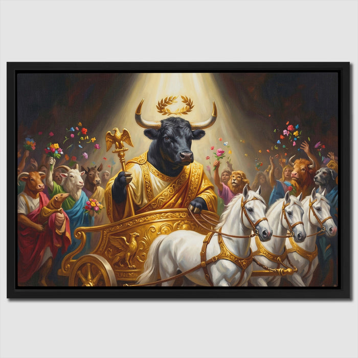 Bull Golden Ascension canvas wall art, room view