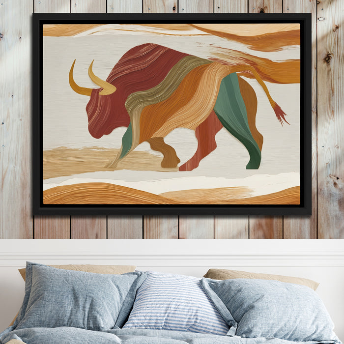 Bull Layered Motion canvas wall art, room view