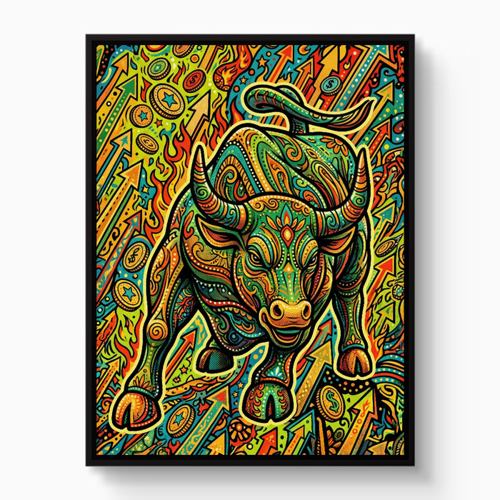 Bull Market Swirl — bull market swirl white studio framed black