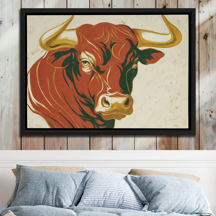 Bull Rust Sketch canvas wall art, room view