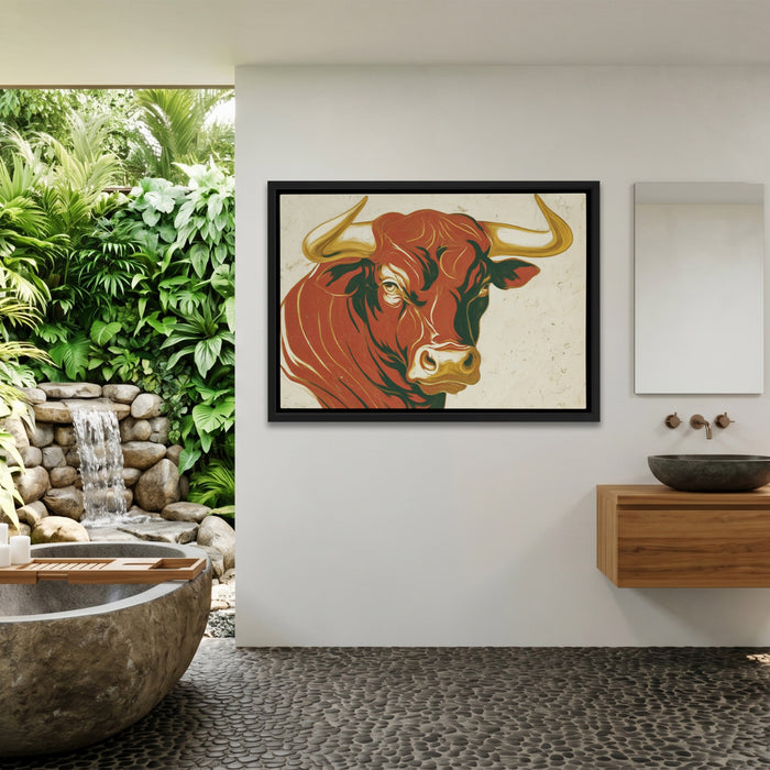 Bull Rust Sketch canvas wall art, room view
