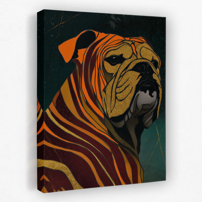 Bulldog Burgundy Nouveau canvas wall art