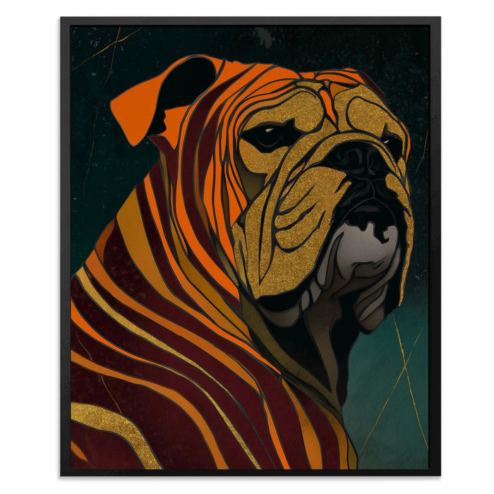 Bulldog Burgundy Nouveau canvas wall art, room view