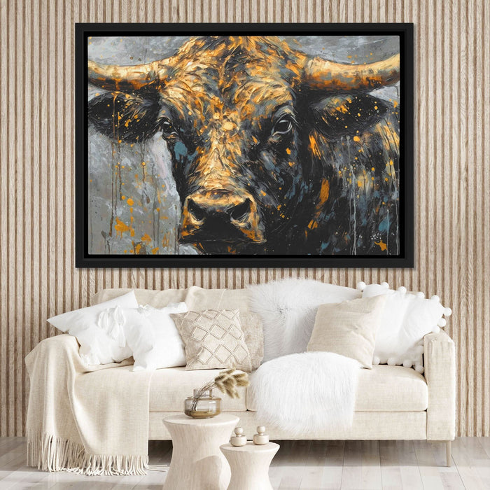 Bullish Dreamer - Black and Gold Bull Canvas Print