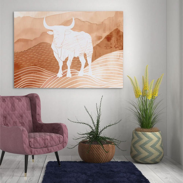 Bulls Mountain - Brown Bull Canvas Print