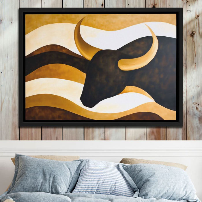 Bull’s Silhouette - Wall Art in Black Frame