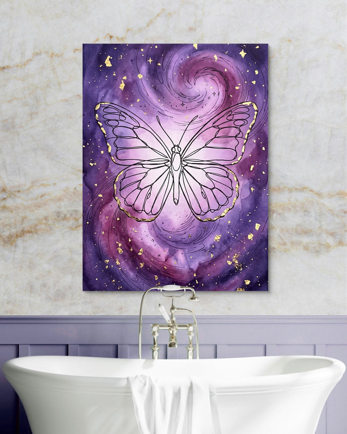 Butterfly Gilded Galaxy — butterfly gilded galaxy psd marble purple bath 1port flush print