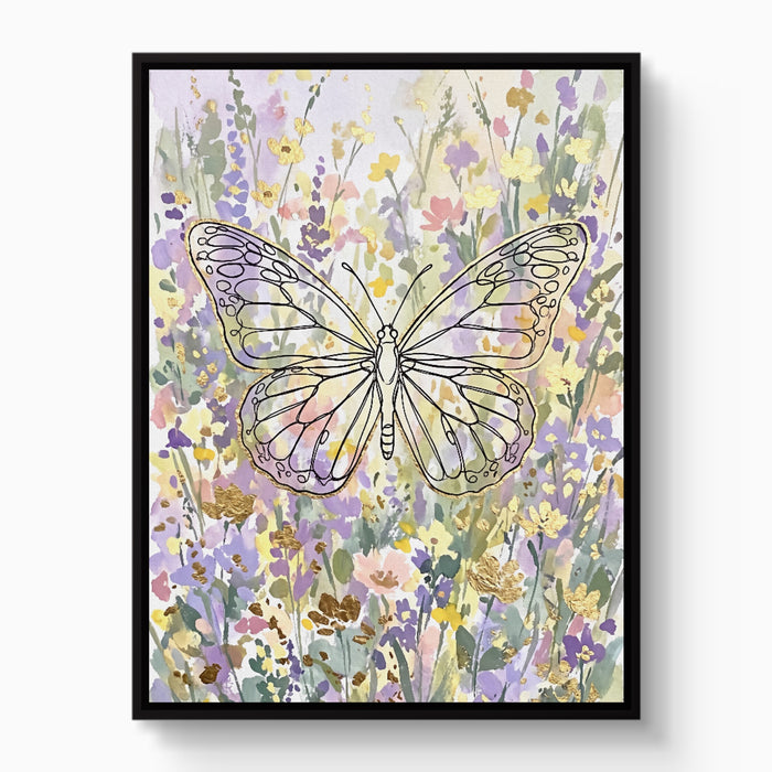 Butterfly Golden Meadow — butterfly golden meadow white studio framed black