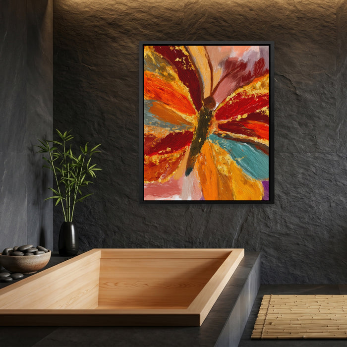 Butterfly Golden Symmetry canvas wall art, room view