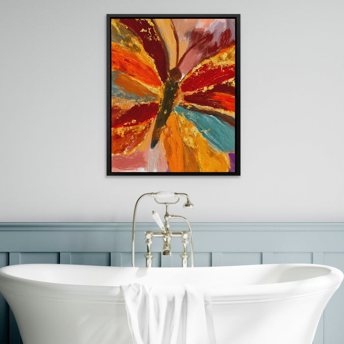 Butterfly Golden Symmetry canvas wall art, room view