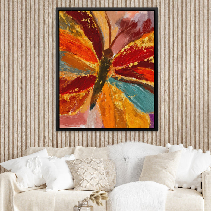 Butterfly Golden Symmetry canvas wall art, room view