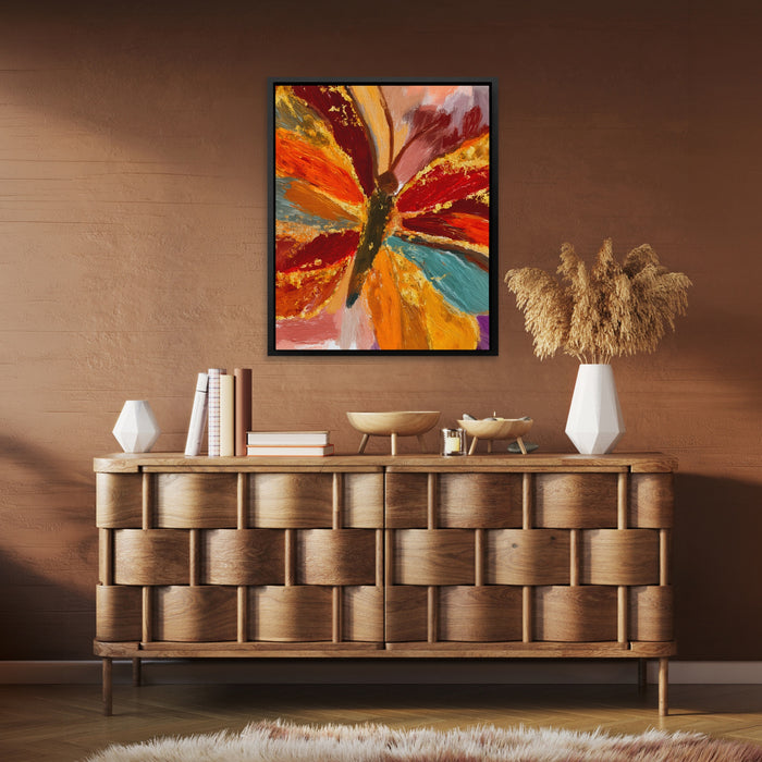 Butterfly Golden Symmetry canvas wall art, room view