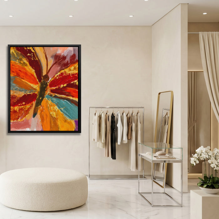 Butterfly Golden Symmetry canvas wall art, room view