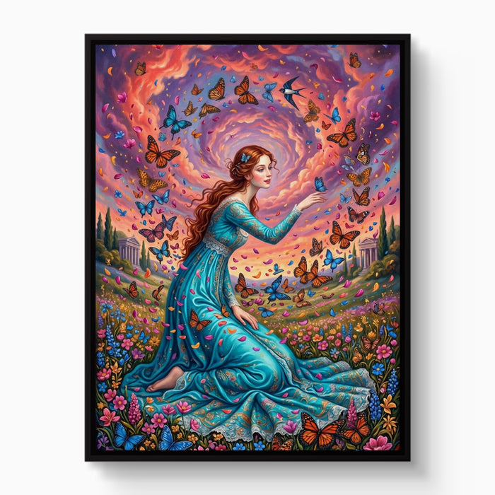 Butterfly Maiden — butterfly maiden white studio framed black