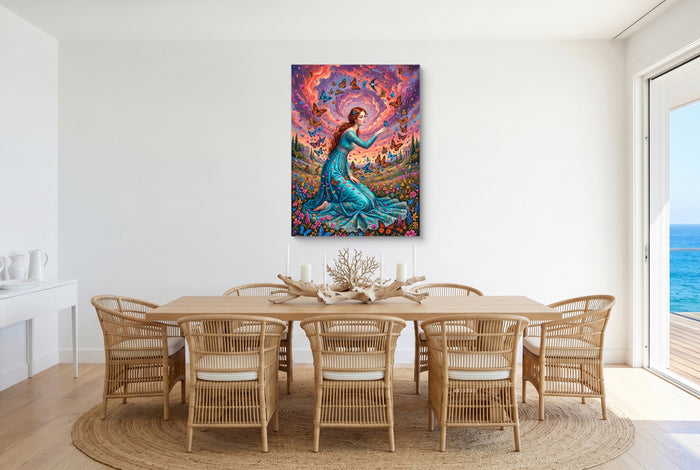 Butterfly Maiden — butterfly maiden small dining room with ocean view 1port flush print
