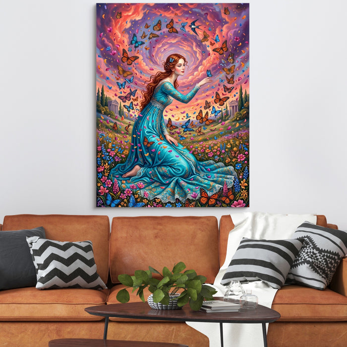 Butterfly Maiden — butterfly maiden sq orange couch 1port flush print