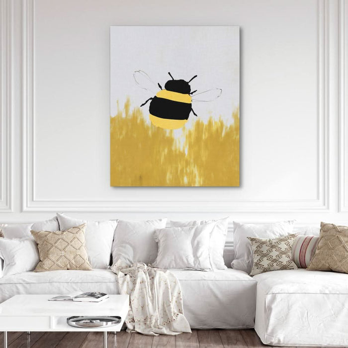 Buzzing Bumblebee - Minimalist Yellow Canvas Wall Art