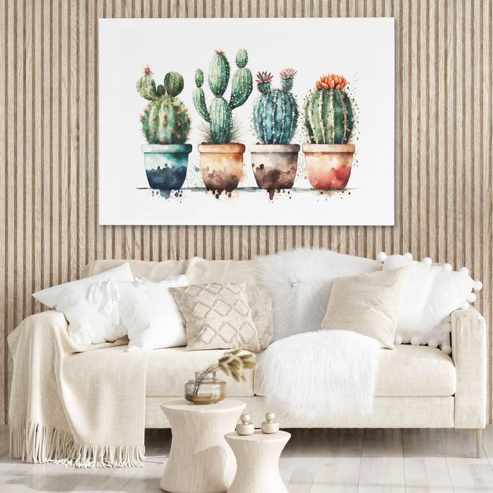 Cactus Party - Modern Wall Art in Black Frame